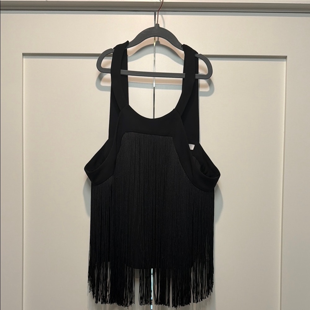 Parker Black Fringe Sleeveless Top